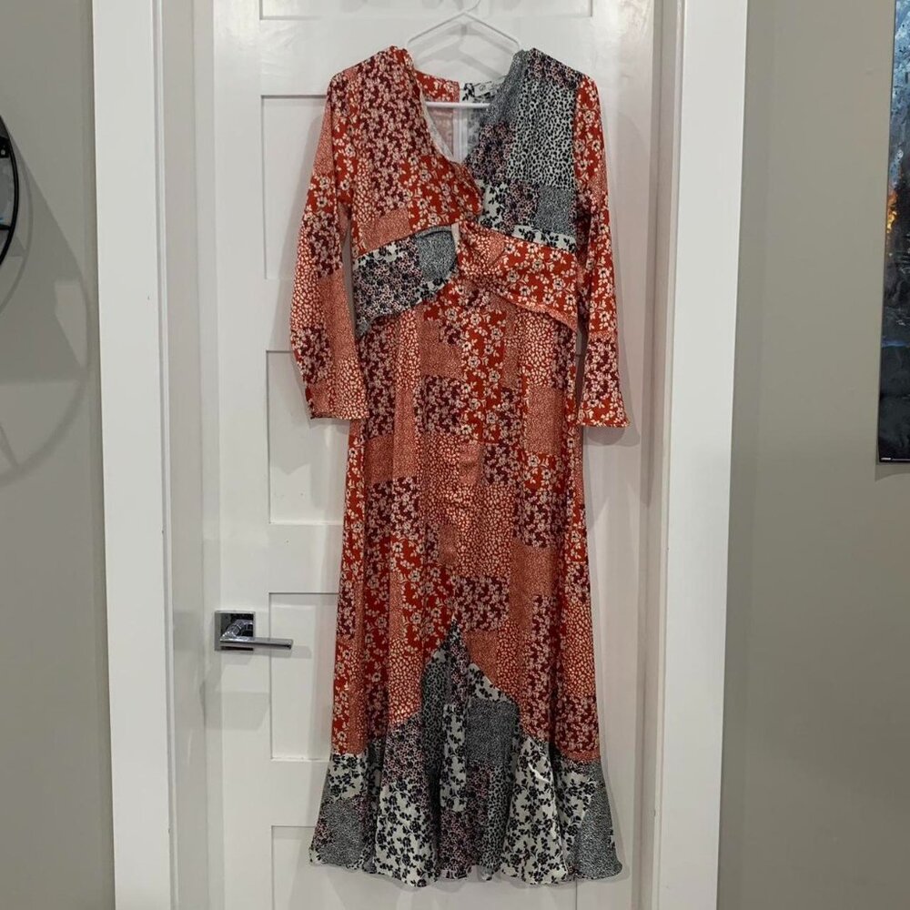 satin twist front maxi dress